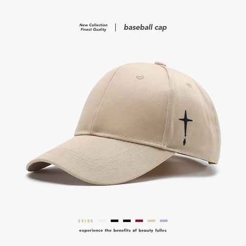 Unisex Cotton Baseball Cap With Side Cross Star Embroidery Adjustable Metal Buckle Sunshade Hat Casual Sports