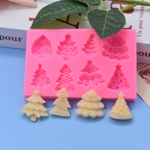 Weihnachtsbaum Silikonform Mehrere Muster Zum Backen DIY Schokolade Fondant Seifenkerzenherstellung Pink