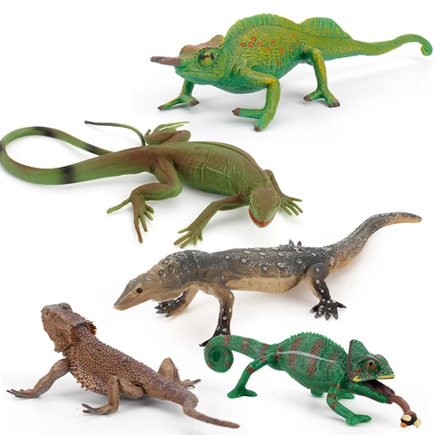 Realistische Eidechse Chamäleon Tiermodelle Festes PVC Reptil Pädagogisches Wissenschaftliches Spielzeug Schreibtisch Ornament Für Kinder Sammler