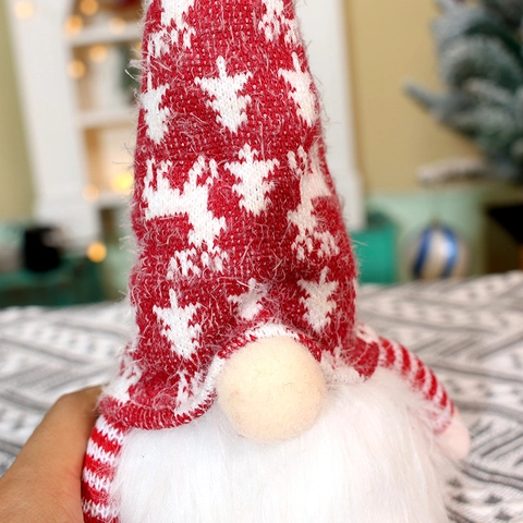 Gnomo De Navidad Muñeco De Peluche LED Brillante Tomte Sin Rostro Ornamento Punto Reno Copo De Nieve Decoración De Mesa