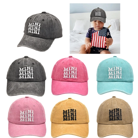 Berretto da Baseball in Cotone Lavato Con Ricamo Lettere MAMA E MINI Cappello da Sole Regolabile Genitore-Figlio Per Accessori Famiglia Outdoor