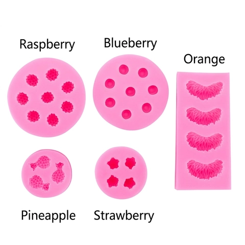 Fruit Shapes Silicone Mold Raspberry Blueberry Orange Strawberry Pineapple For Fondant Cake Decorating DIY Resin Clay Craft