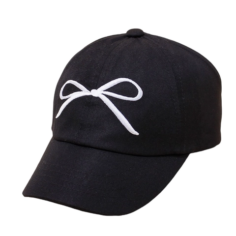 Kids Cotton Bow Embroidery Baseball Cap High Ponytail Open Back Sun Hat Breathable Adjustable Outdoor Summer Sunshade Cap For Girls