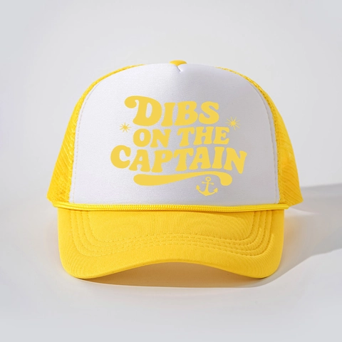 Dibs On The Captain Trucker Hat Contrast Color Mesh Adjustable Baseball Cap Foam Front Breathable Anchor Print