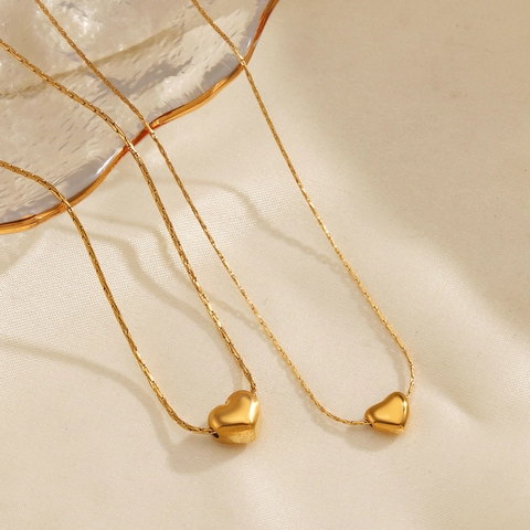 Heart Pendant Necklace Gold Plated Stainless Steel Minimalist Elegant Clavicle Snake Chain Fashion Jewelry For Women