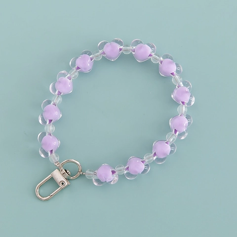 Cute Heart Bead Acrylic Keychain Sweet Style Bag Pendant Charm Car Key Ring Phone Strap Jewelry Accessories