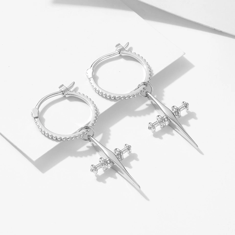 Mode 925 Sterling Silber Kreuz Drop Hoop Ohrringe für Frauen Individuelle Ins Stil Gold Platin Plattiert Schmuck Zubehör
