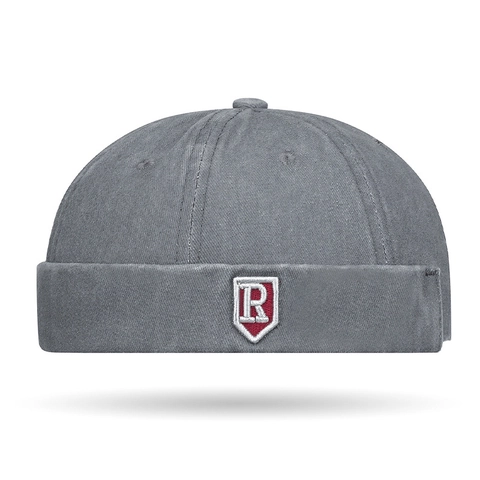 Vintage Washed Cotton Brimless Docker Hat For Men Women Adjustable Streetwear Landlord Hat With Shield R Embroidery Skullcap
