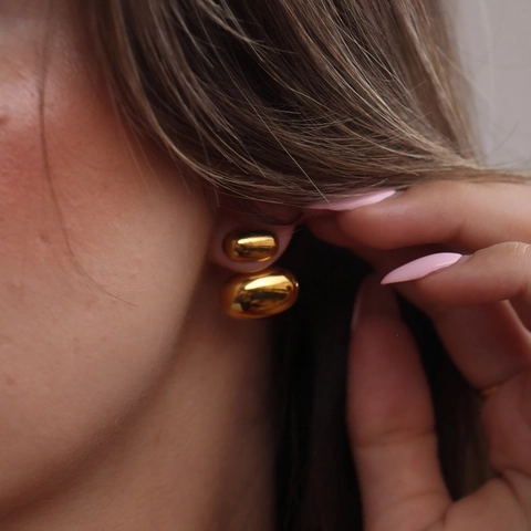 Orecchini a Bottone in Acciaio Inossidabile a Forma di Fagiolo Organico per Donna Forma di Ciottolo Lucidato a Specchio Gioielli