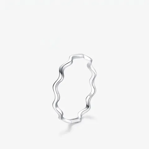925 Sterling Silber Wellenring Minimalistisch Poliert Stapelbar Fingerring Für Damen Stilvoller Eleganter Schmuck
