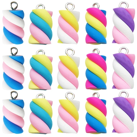 Simulazione Ciondolo Marshmallow in Resina Accessori Gioielli Fai da Te Ciondolo Marshmallow a Spirale Colorato per Decorazione Custodia Telefono
