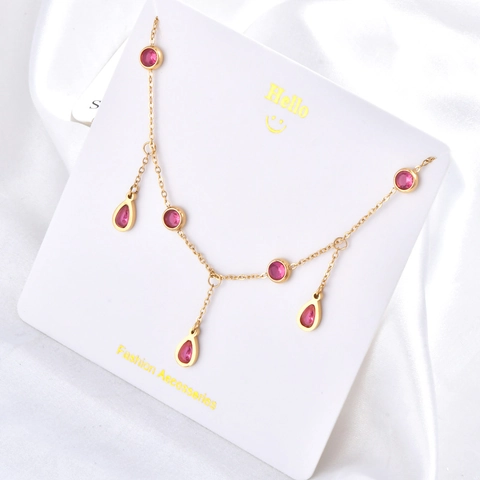Luxe Titanium Staal Strass Kwastje Halsketting Voor Vrouwen Goud Geometrische Waterdruppel Hanger Ketting Mode Sieraden Cadeau