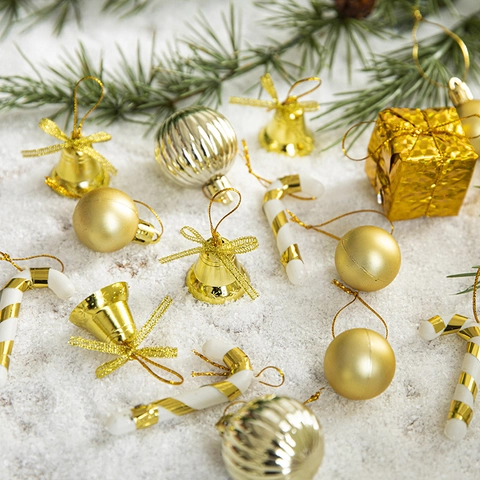 Ornamenti Appesi Per Albero Di Natale In Plastica Galvanizzata Palle Decorative Campanelli Scatole Regalo Decorazione Casa