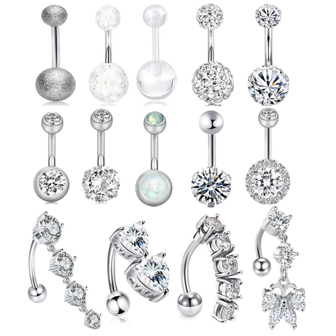 Bauchnabelpiercing Edelstahl Bauchnabelringe Körperschmuck Herz Stern Schmetterling Zirkonia Opal Stile Für Damen