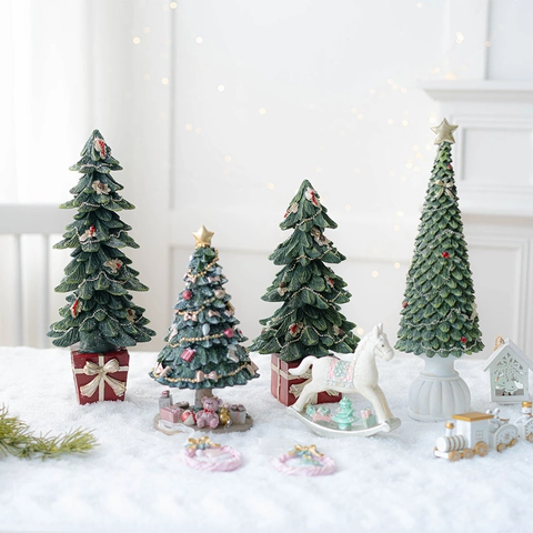 Arbre De Noël Décoration De Bureau Résine Musicale Rotatif Cheval À Bascule Décor De Table Maison Cadeau Créatif