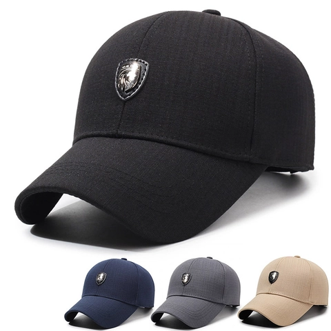 Herren Baseball Cap Sonnenschutz Atmungsaktiv Outdoor Sport Verstellbar Strukturierte Polyester Hut Metallschild