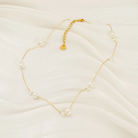 Collana Di Künstliche Perle Per Donna Elegante Placcata In Oro Acciaio Inossidabile Chiusura Regolabile Gioielli Chic Künstliche Perle Di Varie Dimensioni