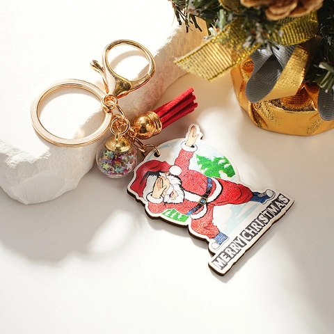 Portachiavi Creativo Babbo Natale Natale Babbo Natale Dabbing Pendente Acrilico Nappina Rossa Sfera Paillettes Ciondolo Borsa