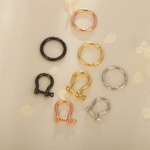 Conectores De Joyería De Cobre Chapado Abrir Redondos Y En Forma De U Hebillas De Grillete De Herradura Para DIY Punk