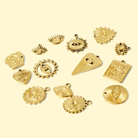 Evil Eye Charms Edelstahl Emaille Strass Retro Anhänger Für DIY Schmuckherstellung Armband Halskette Zubehör