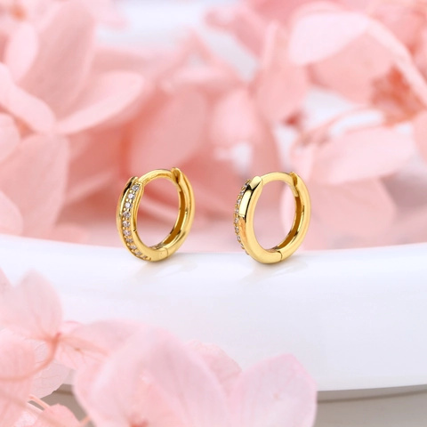 925 Sterling Silver Hoop Earrings For Women Minimalist Zirconia Inlaid Gold Silver Plated Exquisite Temperament Jewelry