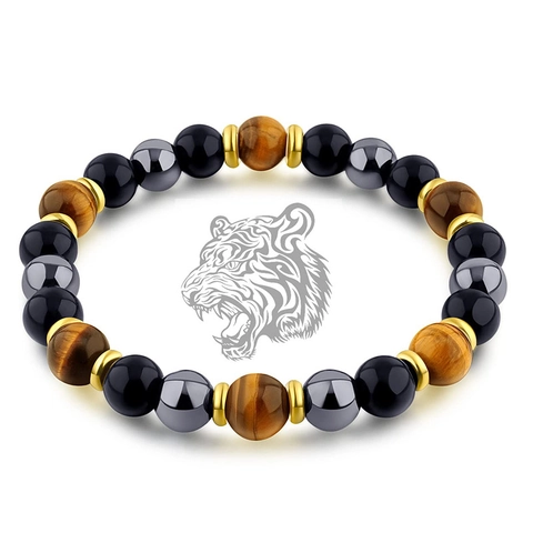 Natural Stone Bead Bracelet Tiger Eye Hematite Obsidian Amethyst Handcrafted Elastic Healing Jewelry For Men Women