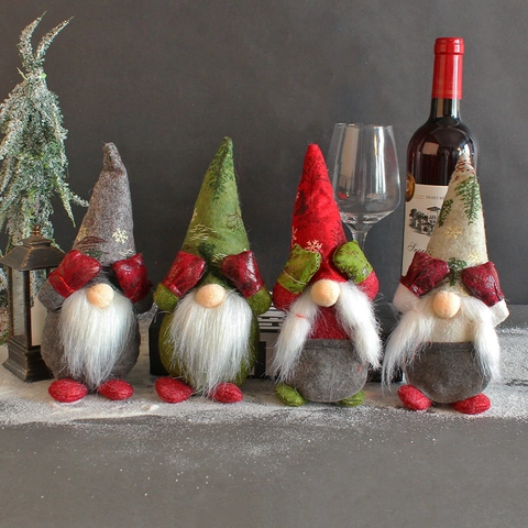 Christmas Gnome Plush Doll Fabric Felt Faceless Nordic Tomte Gonk Hands Over Eyes Desktop Table Decoration Ornament