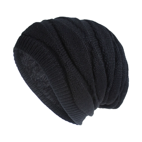 Slouchy Beanie Hat Winter Warm Thickened Knit Acrylic With Plush Lining Diamond Pattern Outdoor For Men Women