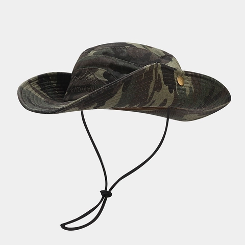 Sombrero De Pescador Para Exteriores Algodón Lona Ala Ancha Protección Solar Barbilla Ajustable Bordado Pesca Senderismo Camping Unisex
