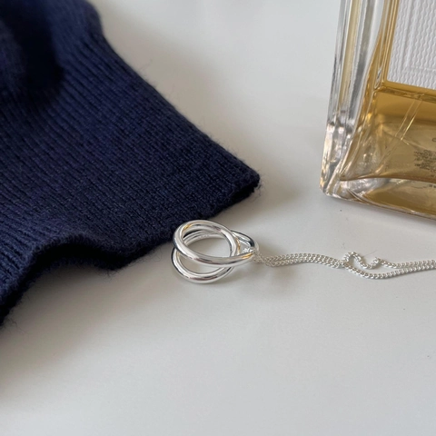 Collana In Argento Sterling 925 Con Pendente A Cerchi Intrecciati Per Donna Gioielli Geometrici Minimalisti Eleganti