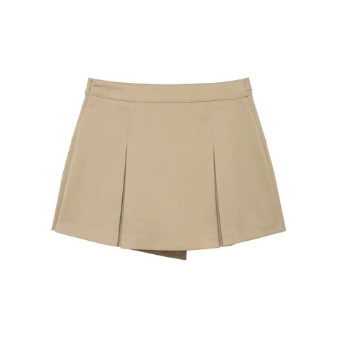 Minigonna Cargo A Vita Alta Tessuto In Twill Tasche Con Patta Cintura Fibbia In Metallo Streetwear Casual Cachi Design A Portafoglio