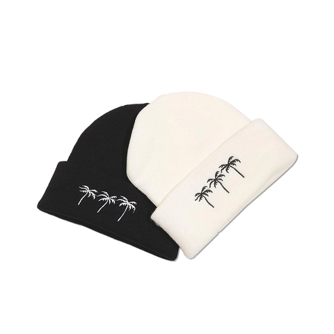 Πλεκτός Σκούφος Beanie Ακρυλικό Ζεστό Χειμώνας Φοίνικες Κέντημα Κορεάτικη Ιαπωνική Μόδα