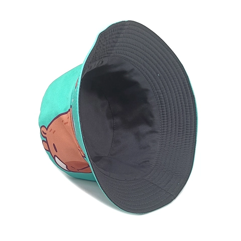 Süßer Capybara Druck Anglerhut Minzgrün Polyester Sonnenschutz Outdoor Reise Beckenhut Für Damen