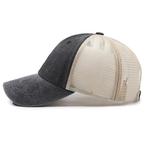 Berretto Trucker Vintage In Cotone E Rete Traspirante Baseball Distressed Retrò Parasole Regolabile Unisex