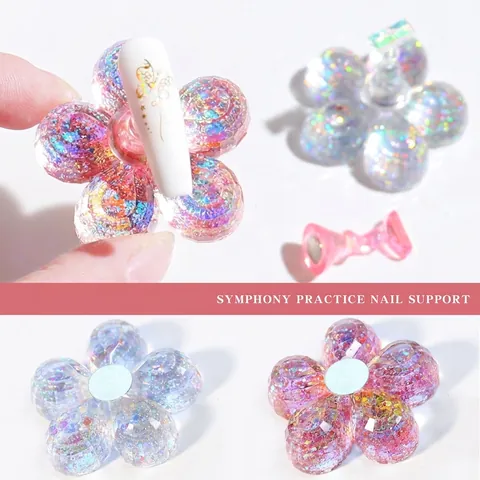 Support de Pratique du Nail Art Fleur à Paillettes Aurore Base Magnétique Avec Supports de Bout des Doigts Outil de Manucure