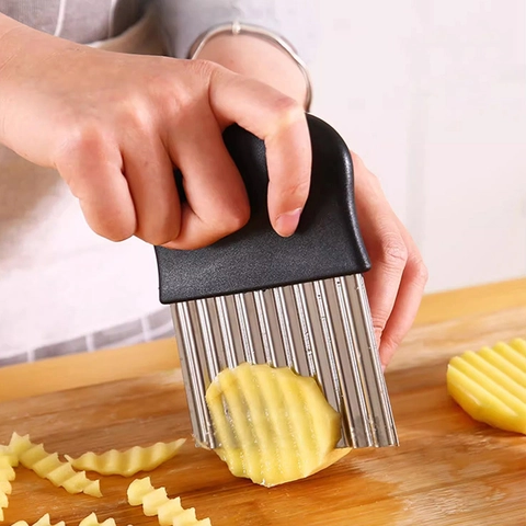 Taglierina Ondulata In Acciaio Inossidabile Coltello Per Verdure Tritapatate Per Patatine Fritte Con Manico Ergonomico