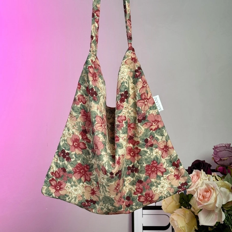 Borsa A Spalla Tote Da Donna Velluto A Coste Tela Grande Capacità Stampa Floreale Leopardata Retro Casual A Mano