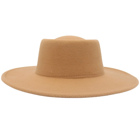 Chapeau Fedora Classique En Feutre De Laine Large Bord Calotte Plate Style Britannique Jazz Pour Hommes Femmes Automne Hiver