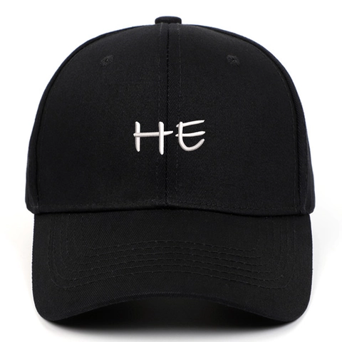 Casquette De Baseball Brodée Lettre HE SHE Coton Réglable Chapeau De Soleil Extérieur Sport Décontracté Hommes Femmes Couple