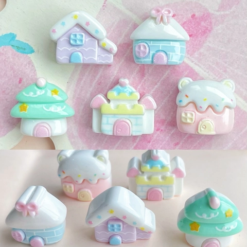 Mini Casa Castello Ciondoli Resina Plastica DIY Artigianato Decorazione Accessori Per Forcine Portachiavi Carino Cartone Animato 3D
