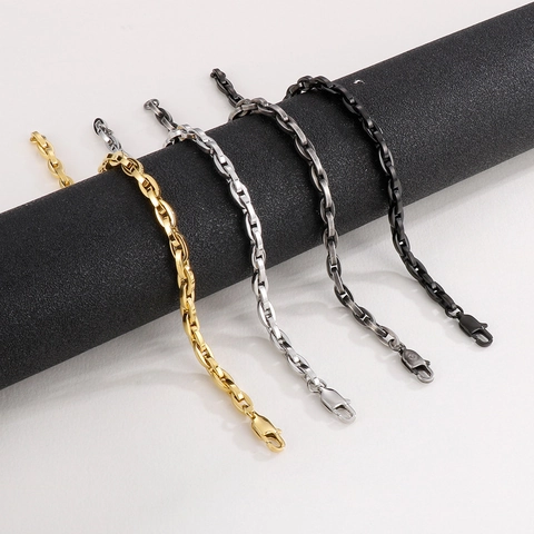 Conjunto De Joyas De Cadena De Nariz De Cerdo De Acero Inoxidable Para Hombre Collar Y Pulsera Retro Hip Hop