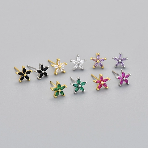 Exquisite Kupfer Galvanisierte Marquise Strass Blume Ohrstecker Für Damen Buntes Blütenblatt Design Elegante Mode Schmuck Geschenk