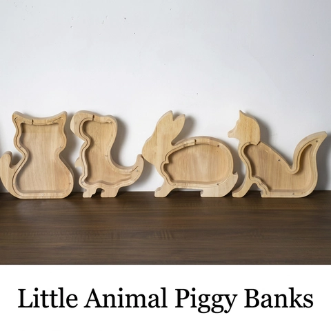 Salvadanaio A Forma Di Animale Scatola Di Risparmio In Legno Finestra In Acrilico Trasparente Decorazione Scrivania