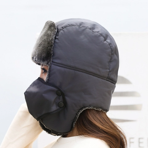 Cappello Da Trapper Invernale Antivento Ushanka Con Maschera Rimovibile Fodera In Pelliccia Sintetica Paraorecchie Ciclismo All'aperto
