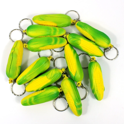 Mini Simulation Fruit Vegetable Keychain Pendants Cute PU Foam Squishy Toys Stress Relief Soft Squeeze Hand Decor