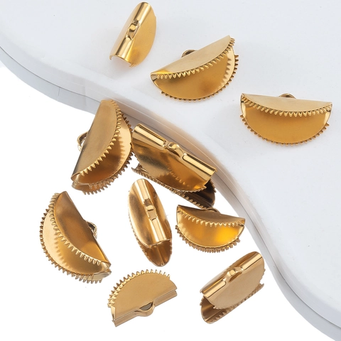 Extremos De Engarce De Cinta Semicirculares De Acero Inoxidable Dientes Dentados En Forma De Abanico Accesorios Para Fabricación De Joyas Pulsera Collar