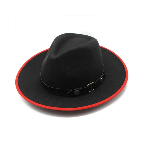 Vintage Wool Felt Fedora Hat With Contrast Bound Rim Leather Belt Band Retro Unisex Jazz Trilby Elegant