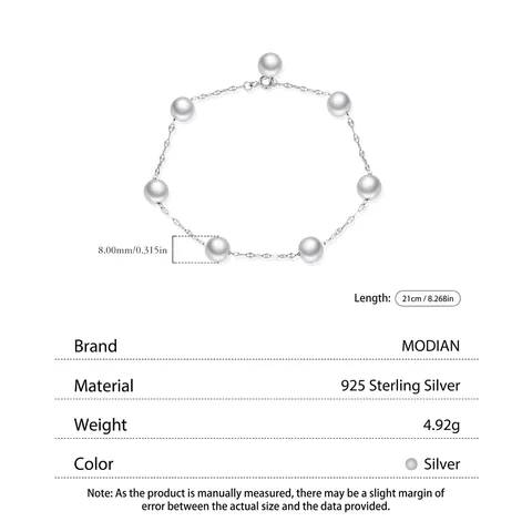 Bracciale Di Künstliche Perle In Argento Sterling 925 Gioielli Minimalisti Eleganti Stile Francese Per Donna Catena Da Mano Dolce