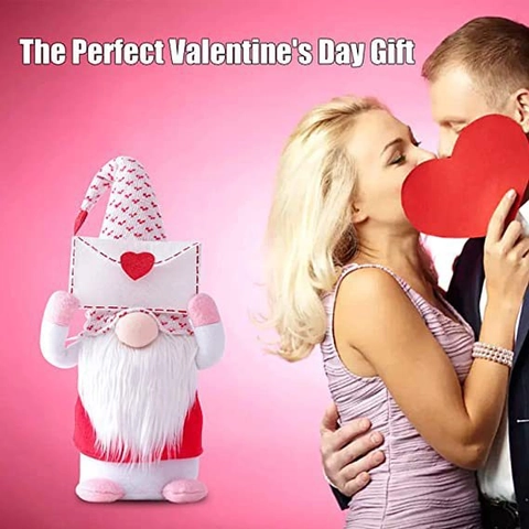Valentijnsdag Kabouter Pluche Decoratie Gebreide Stof Acryl PP Katoen Hart Envelop Tomte Pop Voor Huis Feest Cadeau