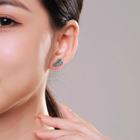 925 Sterlingsilber Türkis Blatt Ohrstecker Für Damen Minimalistische Zierliche Botanische Zweig Ohrschmuck Täglich Geschenk